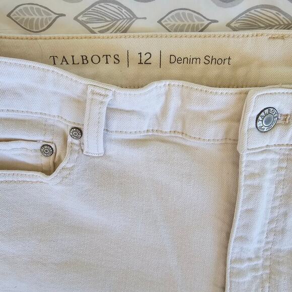 Talbots Womens Denim Jean Short White 12 Casual Summer Vacation Coastal - Picture 2 of 4